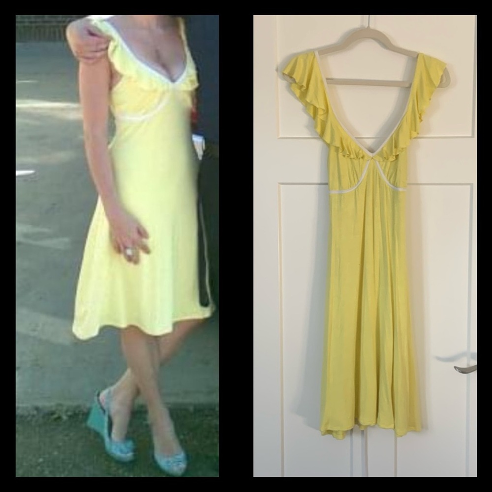 FOXY JEANS flirty yellow dress size medium fits small.